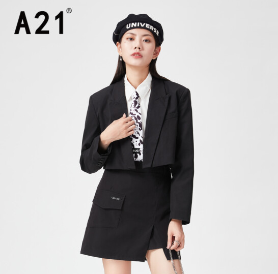 69元包邮！A21女装 翻领长袖短装外套