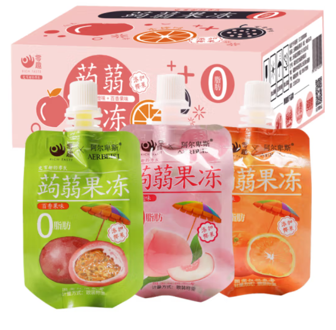 11元包邮！零趣蒟蒻果冻整箱1000g 