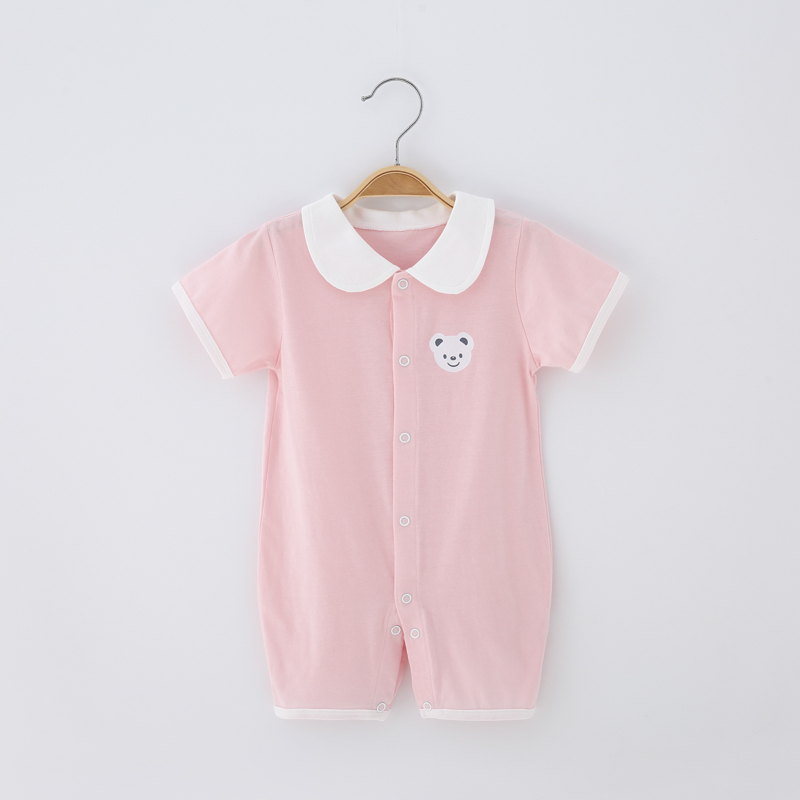 薄款夏装纯棉短袖外出男女宝宝爬服