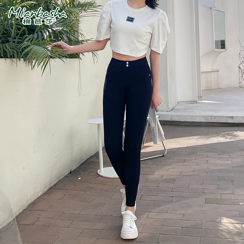 百搭直筒通勤裤女9023外穿小黑裤女薄款