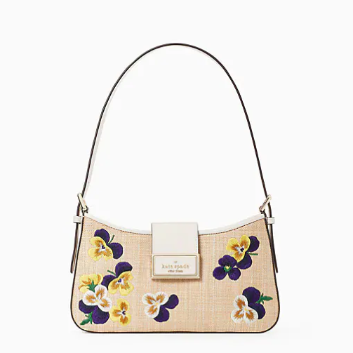 Kate Spade reegan pansy embroidered straw 小号腋下包