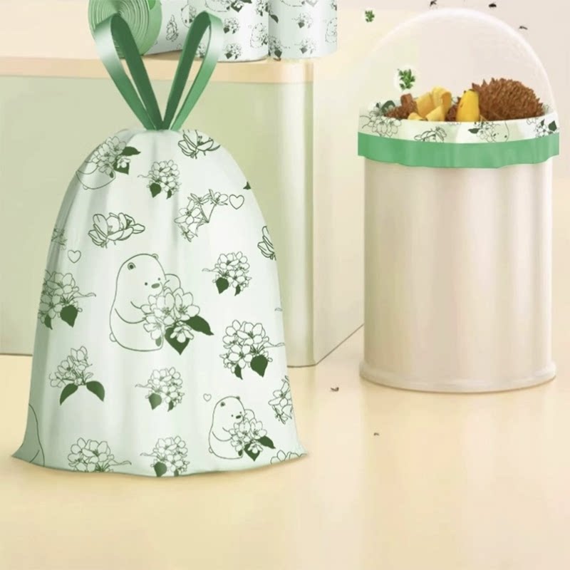 印花抽绳垃圾袋家用客厅手提式塑料袋宿舍拉级袋