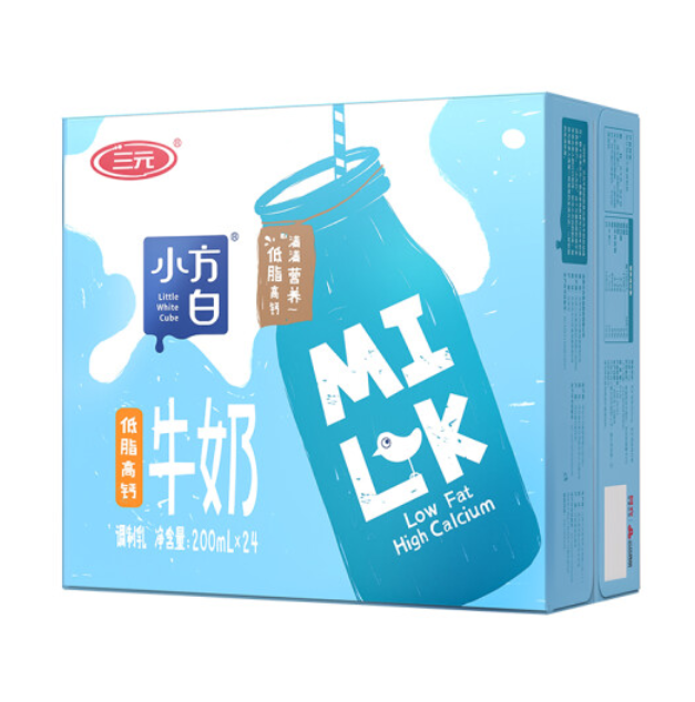 【折1.45元/盒】69.85元包邮！三元 小方白纯牛奶200ml*24盒*2件