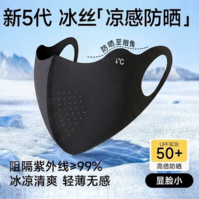 护眼角防晒口罩女夏轻薄3d立体冰丝防紫外线透气显脸小无痕面罩