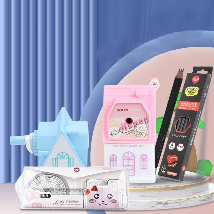 【削笔器+12支铅笔+1套尺子】文具套装