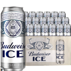 【折2.4元/罐】59.6元包邮！百威 ICE冰啤酒 500ml*18听（返15猫卡）