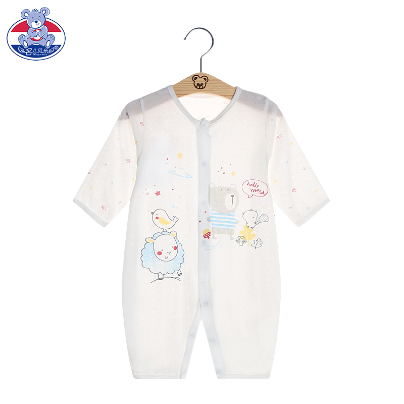 夏季薄款透气新生儿宝宝连体衣哈衣