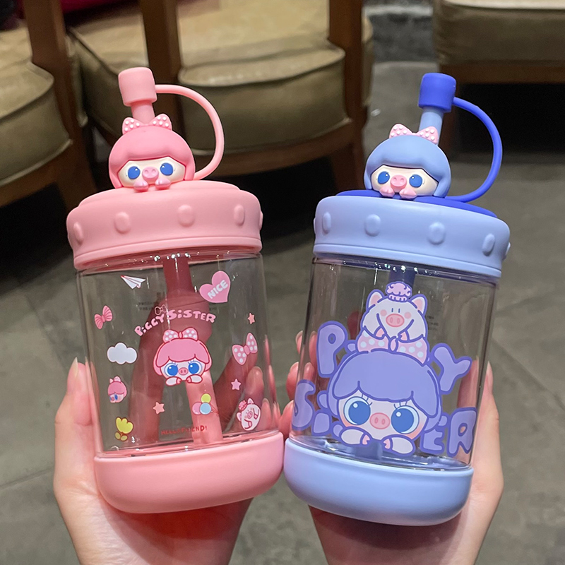 便利100大容量高颜值猪猪大肚吸管杯