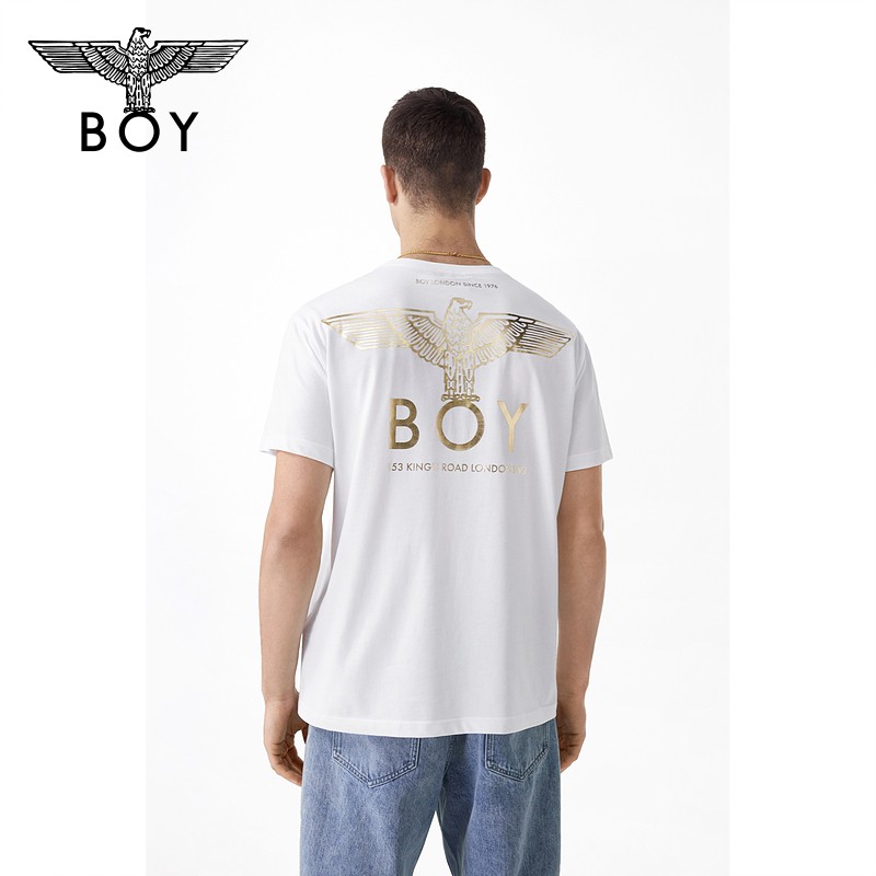 BOYLONDON男女同款背面黑金涂鸦短袖T恤