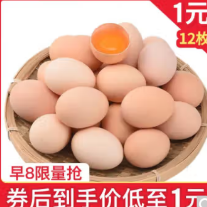 1元！宛味宝土鸡蛋12枚装