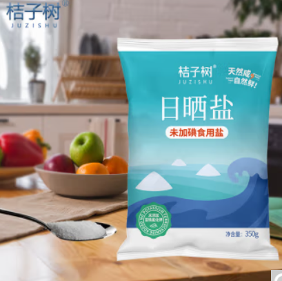 9.5元！桔子树 未加碘食用日晒海盐 350g*8袋