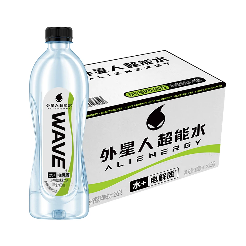 外星人WAVE超能水含电解质饮料无甜补水饮料淡柠檬味600mL*15瓶装
