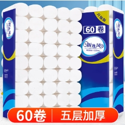 26.9元包邮！新逸风 家用5层加厚卷纸 囤货装5提60卷