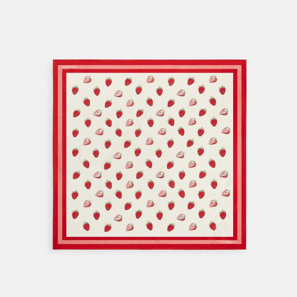 coach retro strawberry print silk square scarf CAP58-N0T