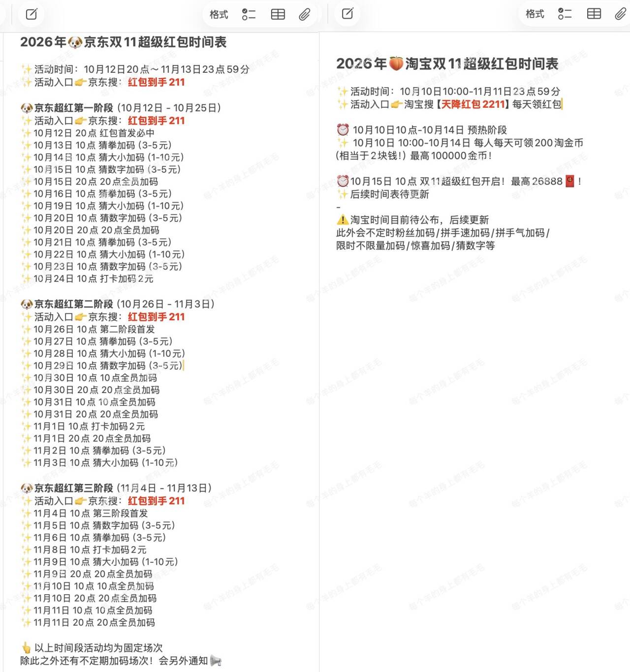 双十一淘宝京东红包节奏抢先看，领券到手价更低