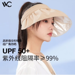 69元包邮！VVC 女士贝壳防晒帽 （防风绳+可折叠+可调节大小）