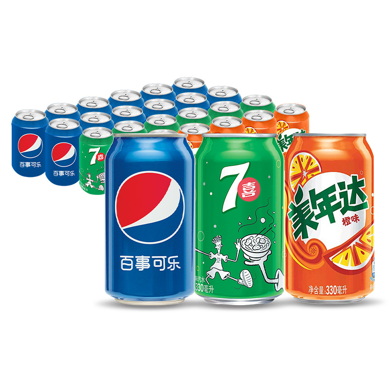 【Pepsi】百事可乐无糖7喜美年达330ml*24罐