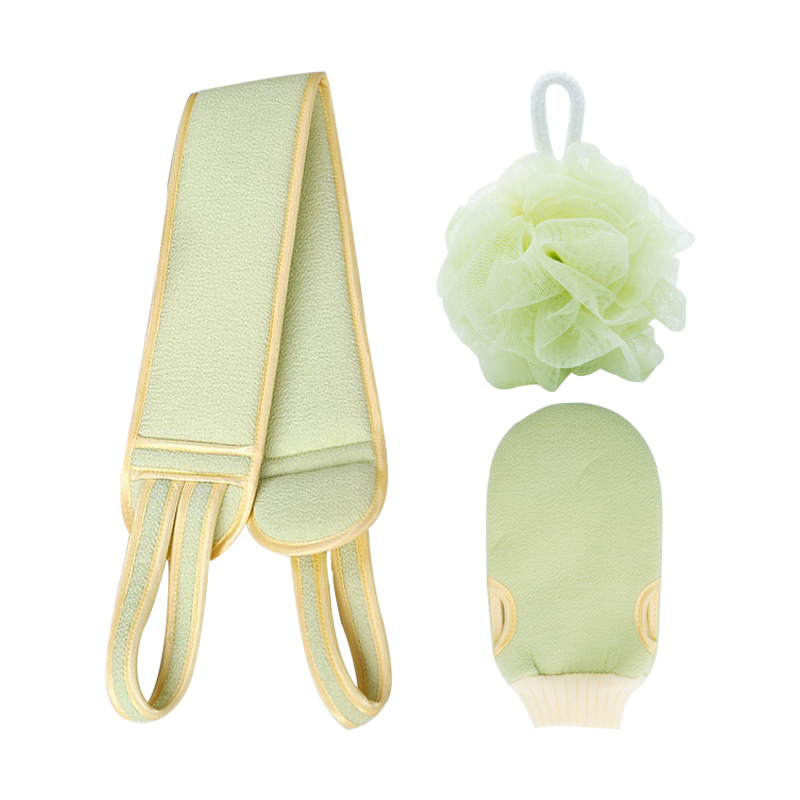 千屿沐浴球拉背条搓澡巾3件套