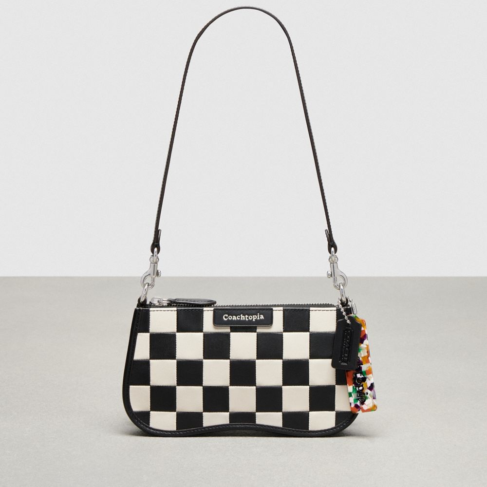 coach wavy baguette bag in checkerboard upcrafted leather CV878-L77