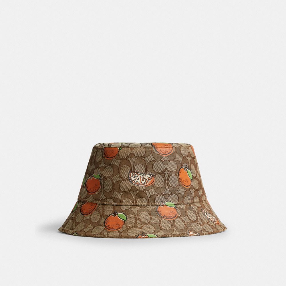coach signature retro orange print bucket hat CAP90-PB2