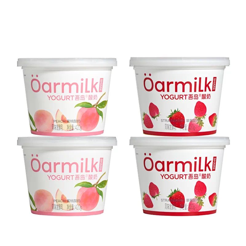 【拍4加赠3杯】Oarmilk吾岛低温酸奶草莓蜜桃低温奶420g*1桶