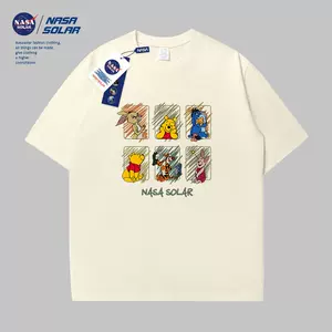 NASA联名夏季新款街头风小众印花美式套头情侣百搭T恤上衣情侣YF