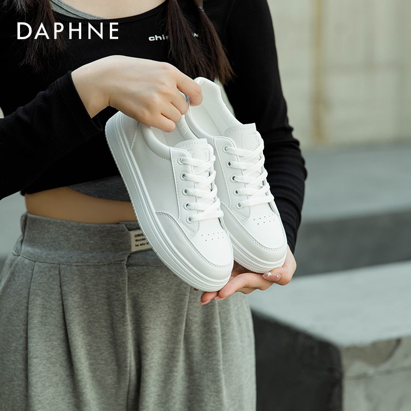 【JD旗舰店】达芙妮（DAPHNE） 百搭休闲小白鞋