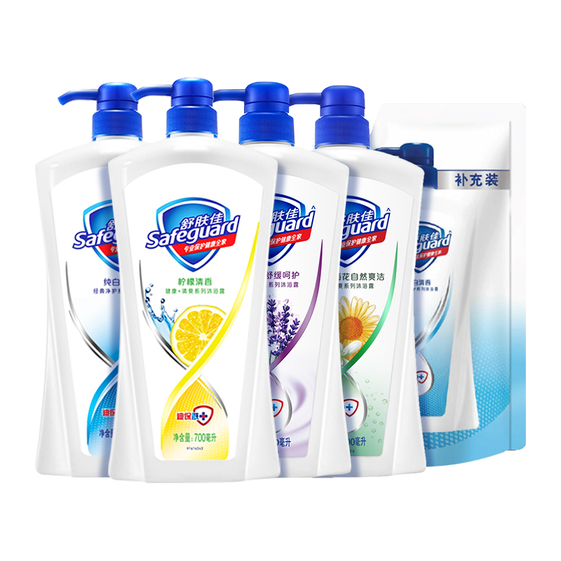舒肤佳沐浴露(白+柠+薰+金)700mlx4+白230ml