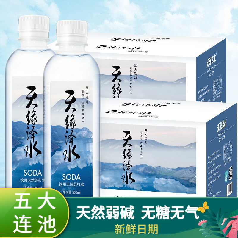 【天缘泽水】五大连池天然苏打水500*24瓶*2箱组合装