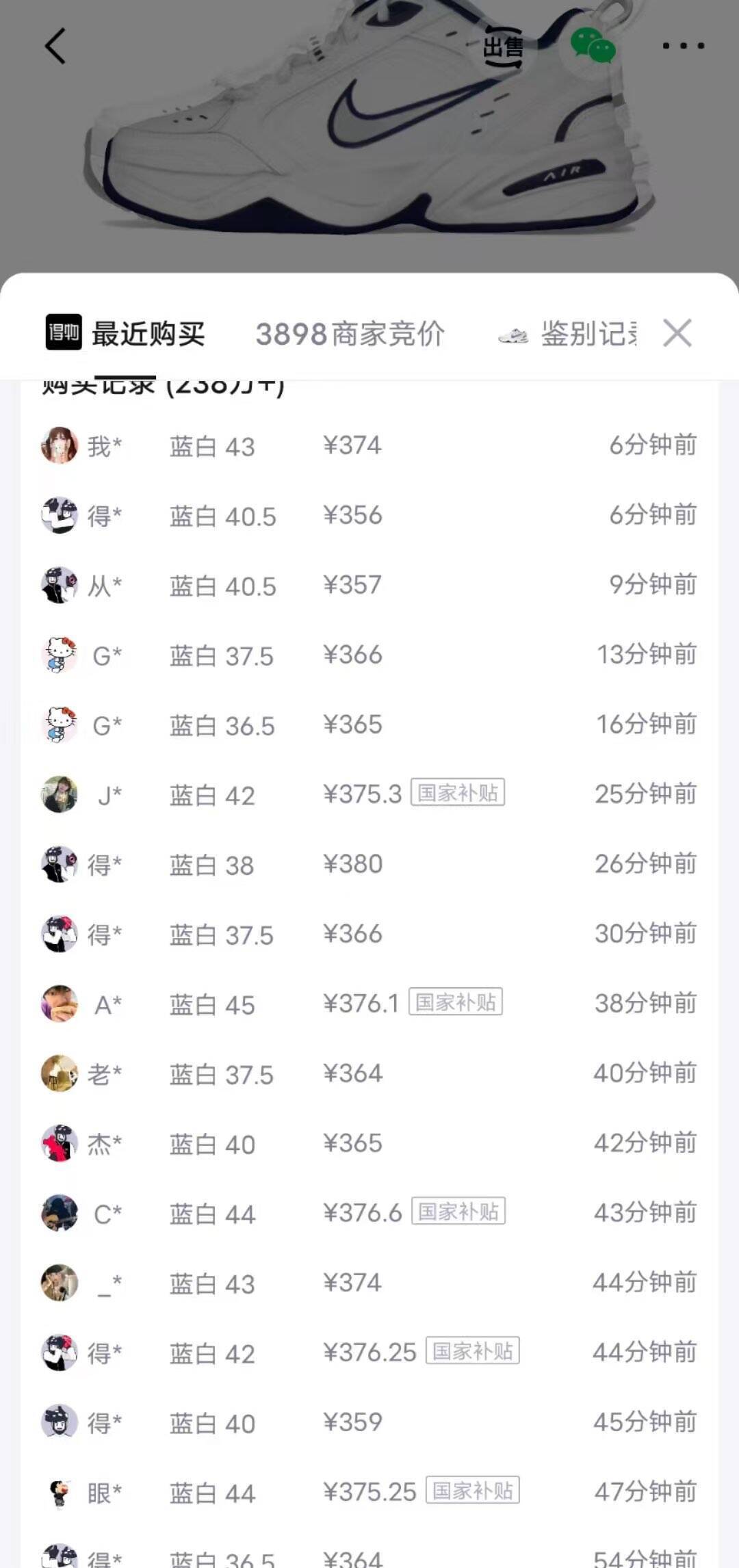 耐克老爹鞋消费券到手279元，得物售价384元秒卖