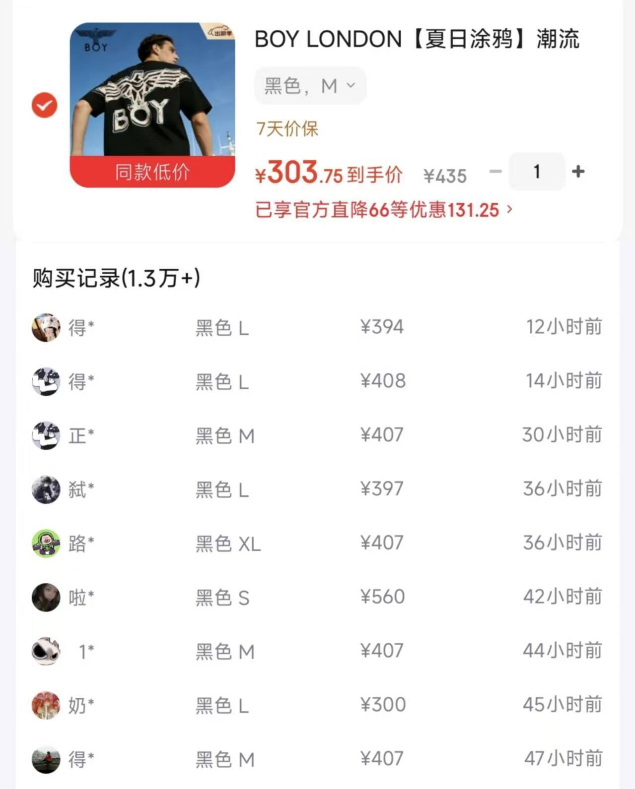 Boy Londen夏日涂鸦T恤 到手303