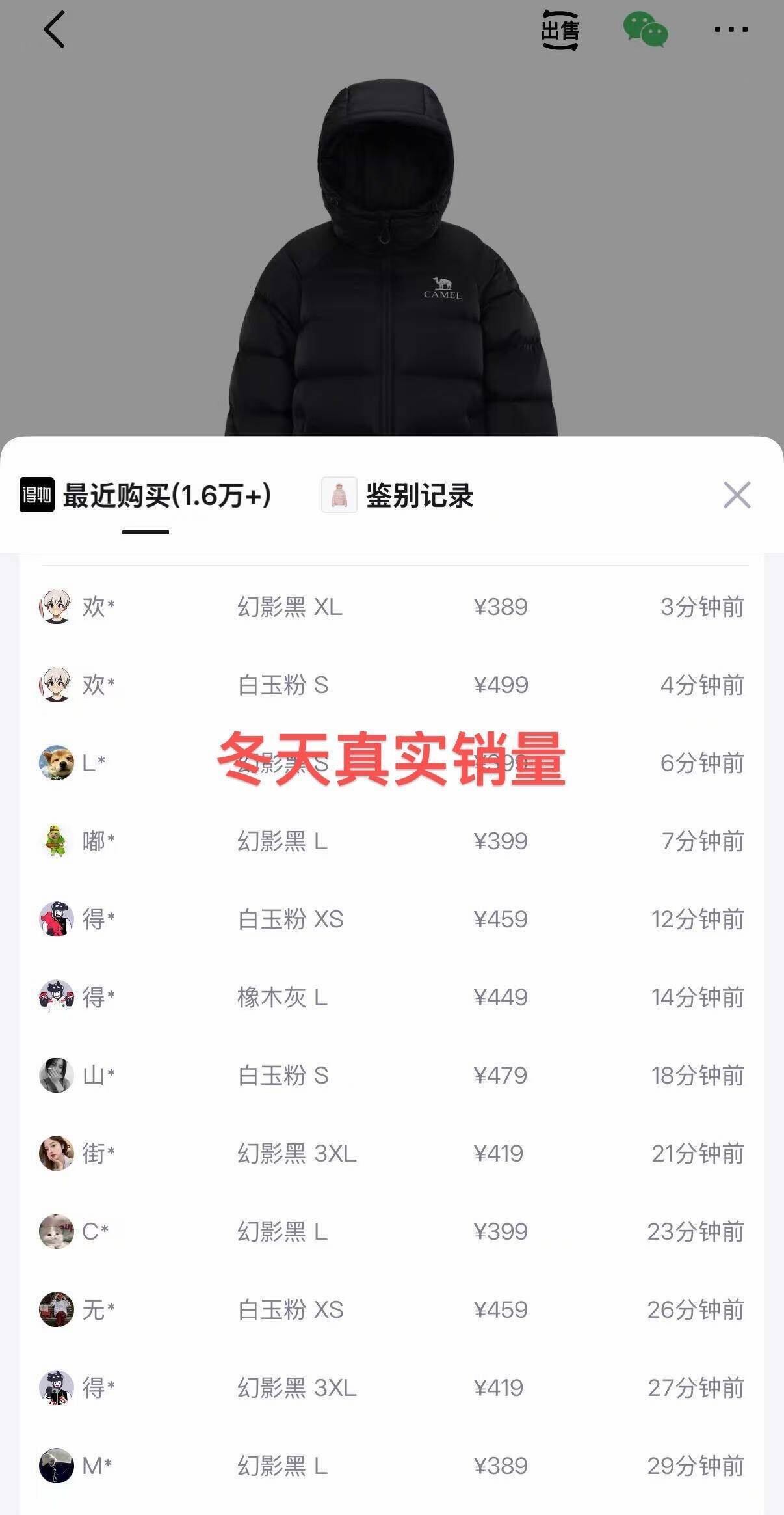骆驼自营店小太阳升级款羽绒服，购物金到手价265元