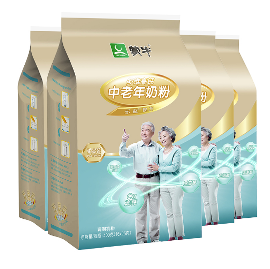 【母亲节礼物】96元包邮！蒙牛 中老年铂金高钙奶粉400g*4袋