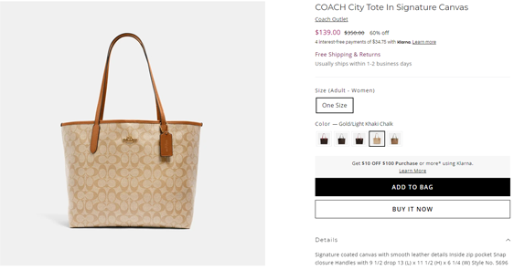 补货 Coach 蔻驰city 女款白边奶茶老花托特包 4折 139 拔草哦