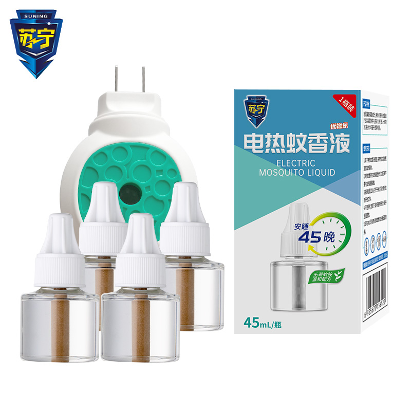 【旗舰店】苏宁 电热蚊香液 4瓶1器（送花露水）