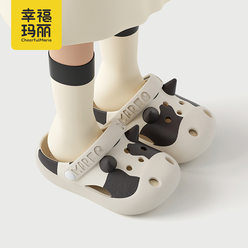 奶牛儿童凉鞋夏季小童宝宝洞洞鞋包头