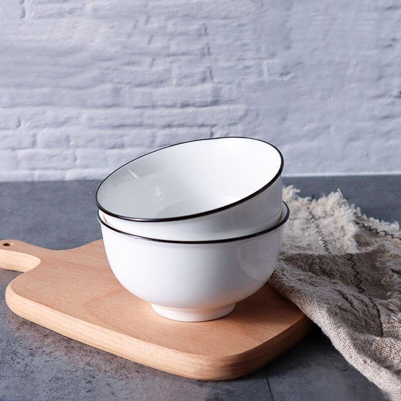【2只装】北欧风家用黑线陶瓷碗