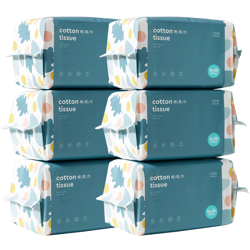 【可优比】婴儿棉柔巾加厚100抽6包