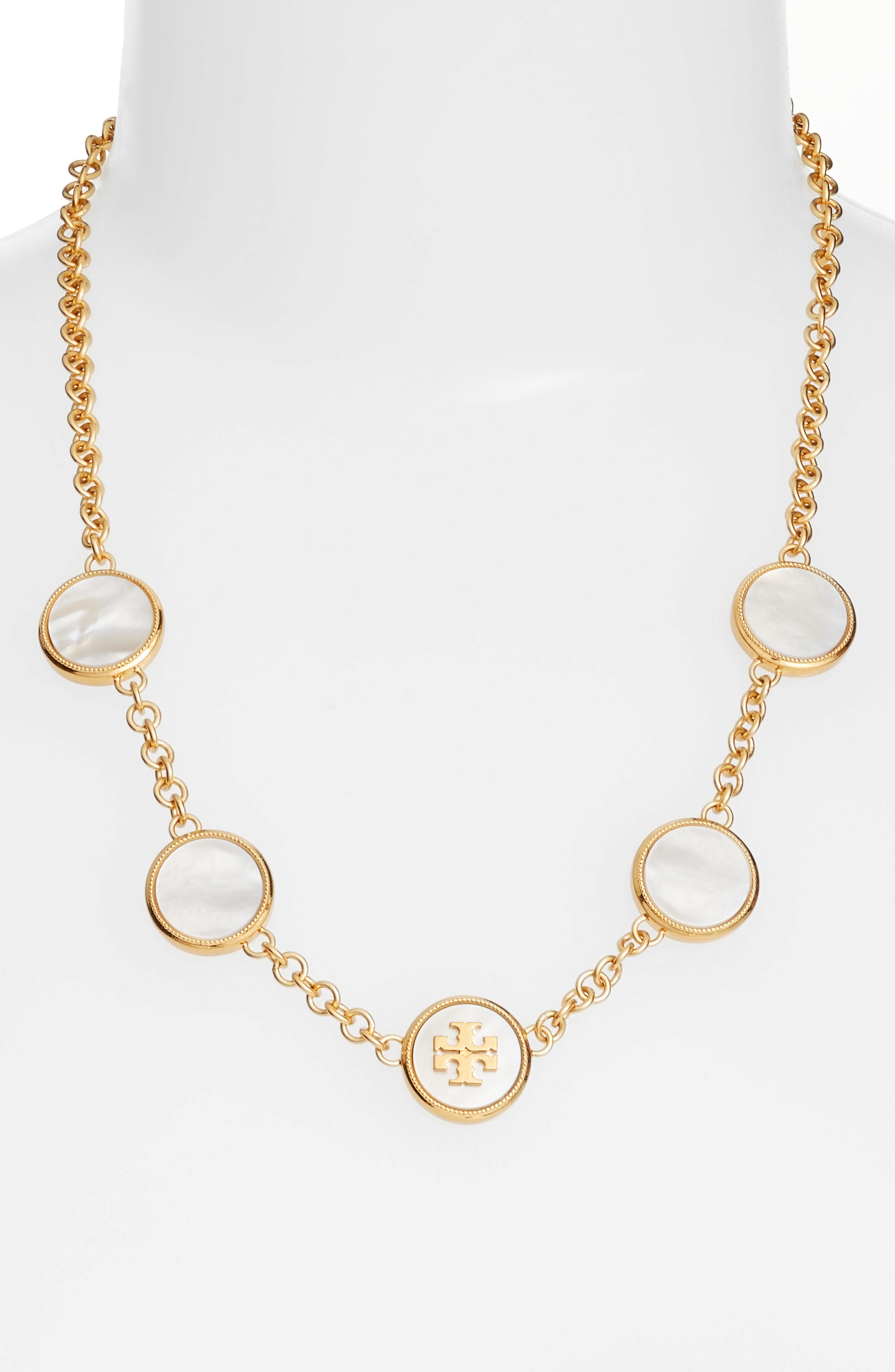 Tory Burch Mother-of-Pearl Station Necklace