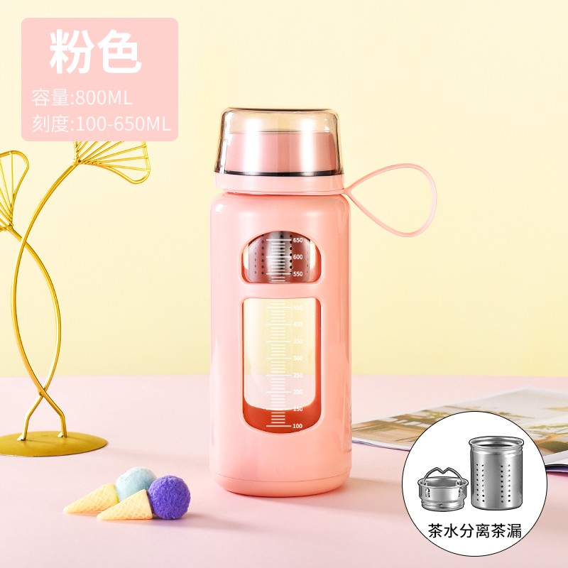 艾科斯 大容量玻璃水杯女泡茶高鹏硅耐高温
