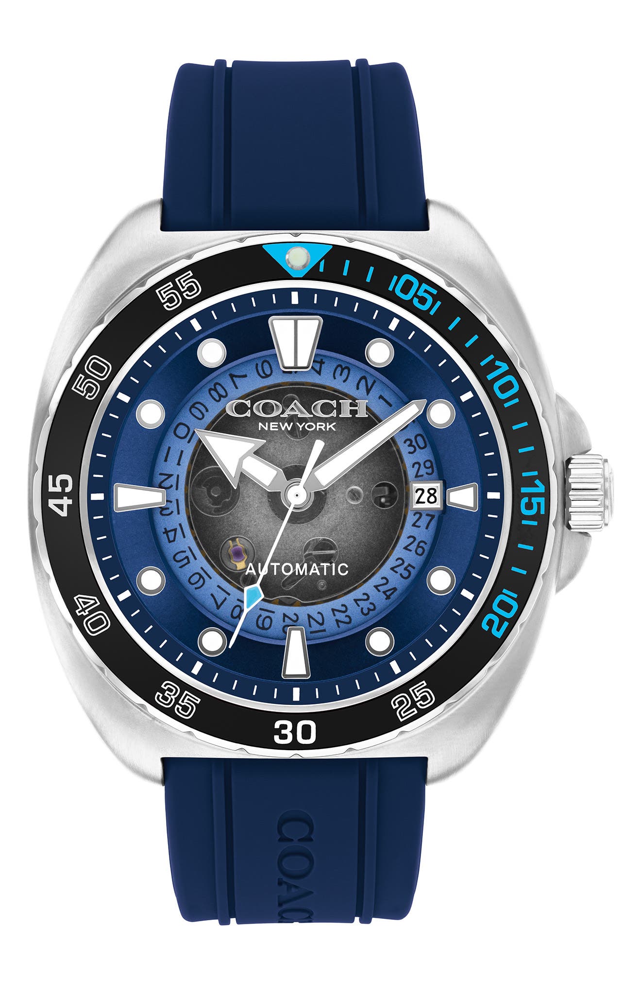 COACH Charter Silicone Strap Watch, 44.5mm
