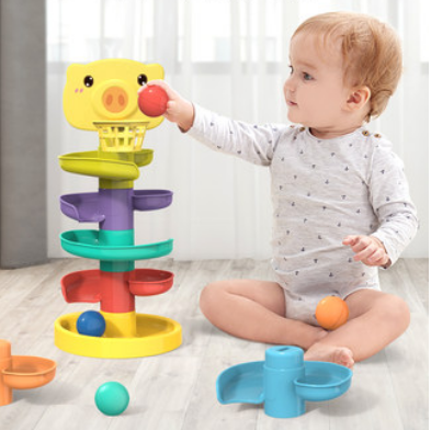 10.8元包邮！万高 婴儿玩具6个月以上益智早教叠叠投篮轨道球