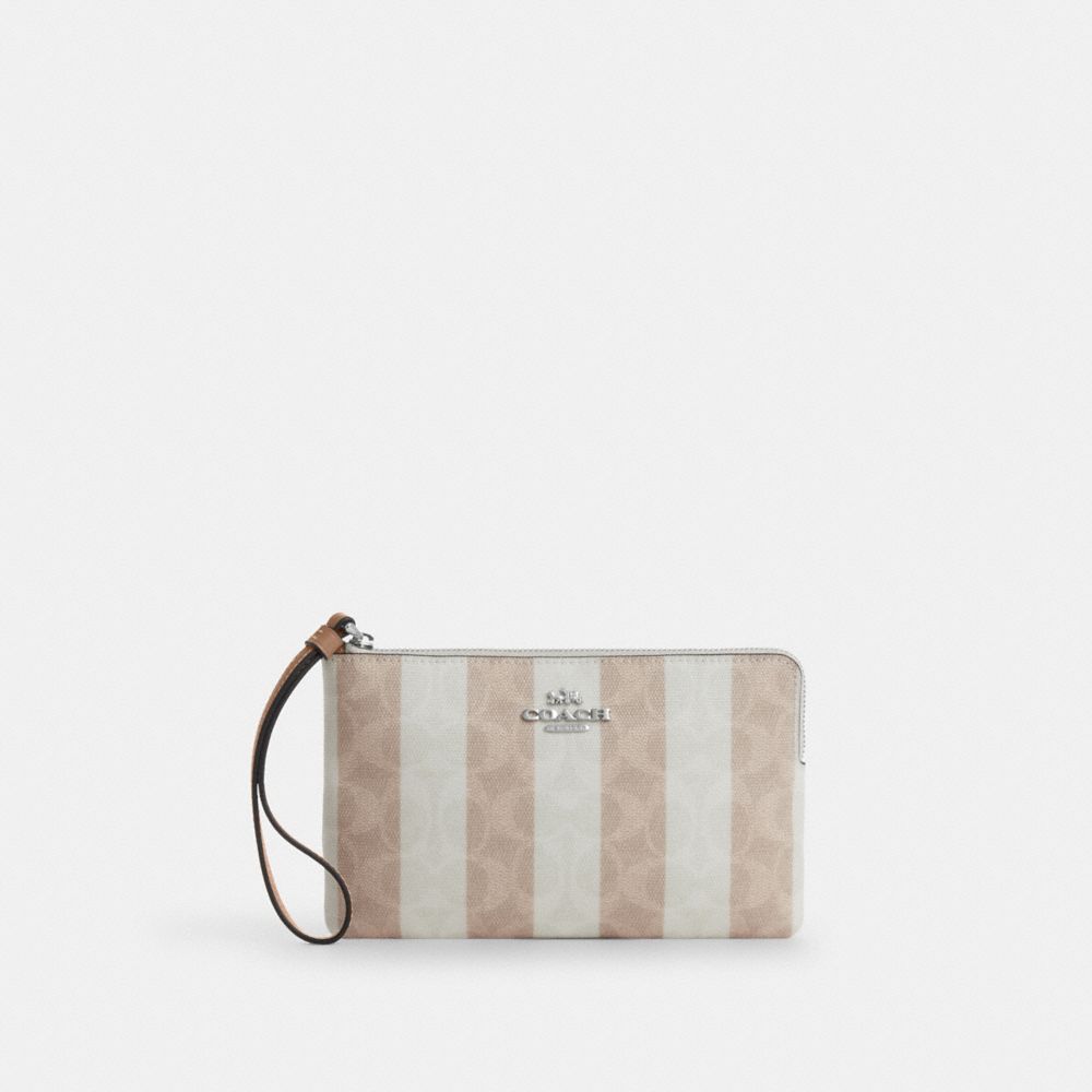 coach large corner zip wristlet in signature canvas CBP09-SSNT2