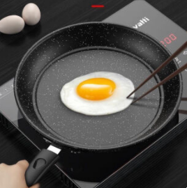 6.9元包邮！禾易 麦饭石平底锅 22cm 不带盖(1-2人使用)