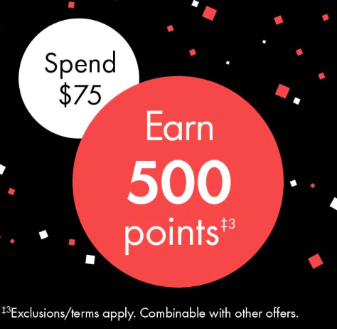 Sephora会员专享：满$75赠500积分