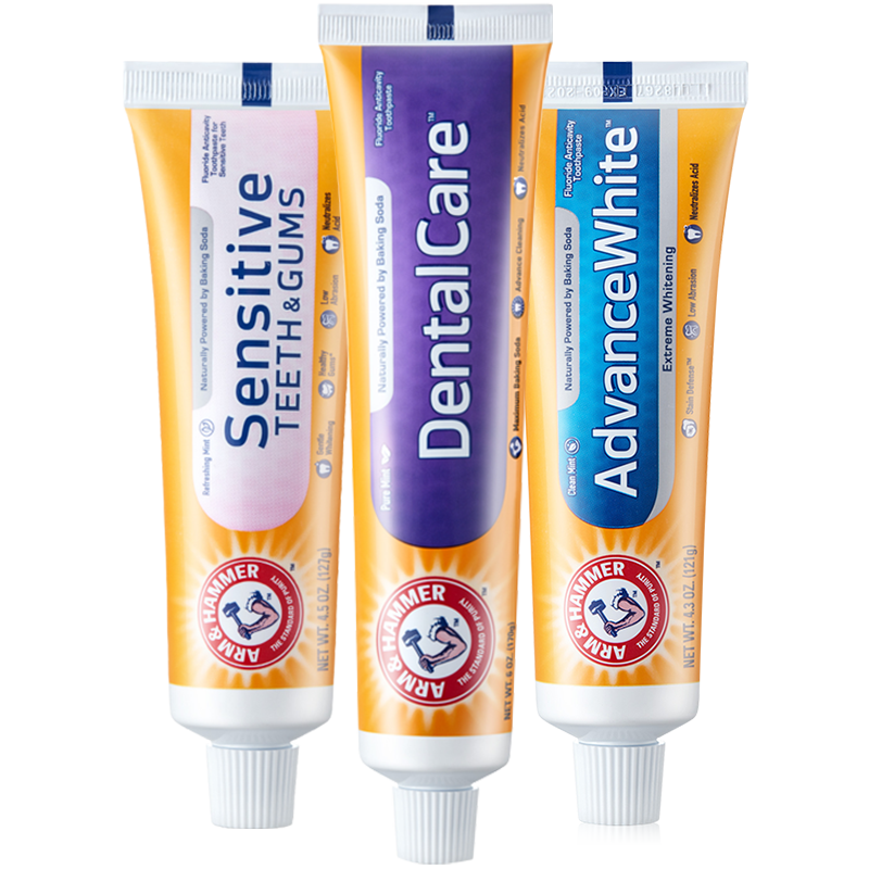 进口原装】美国艾禾美小苏打美白牙膏3支装