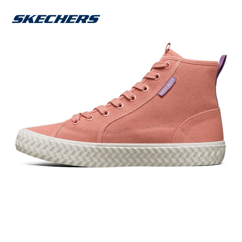 斯凯奇女鞋春季绑带帆布鞋板鞋高帮