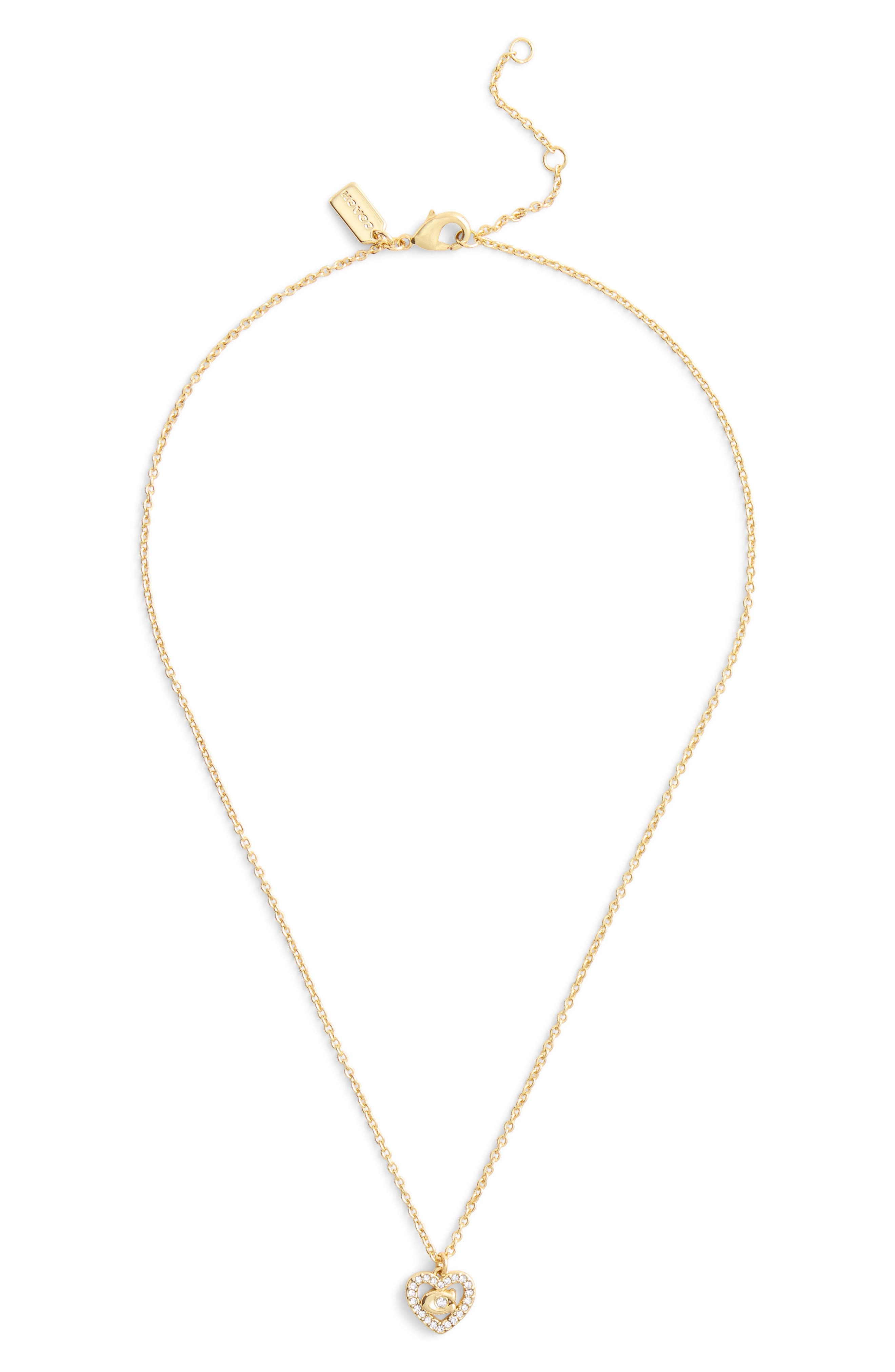 COACH Pavé Heart Pendant Necklace