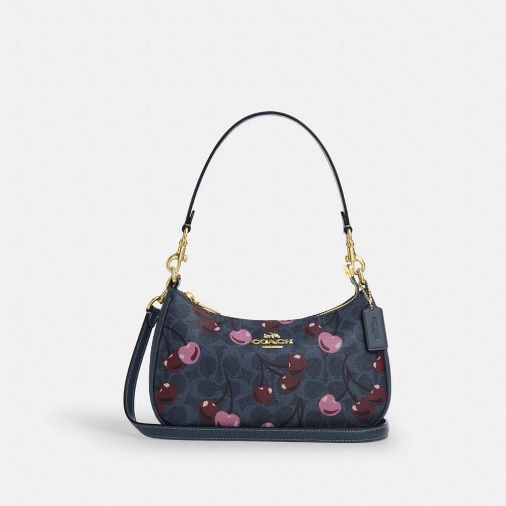 coach teri shoulder bag in signature canvas with cherry print CY694-IMDEI
