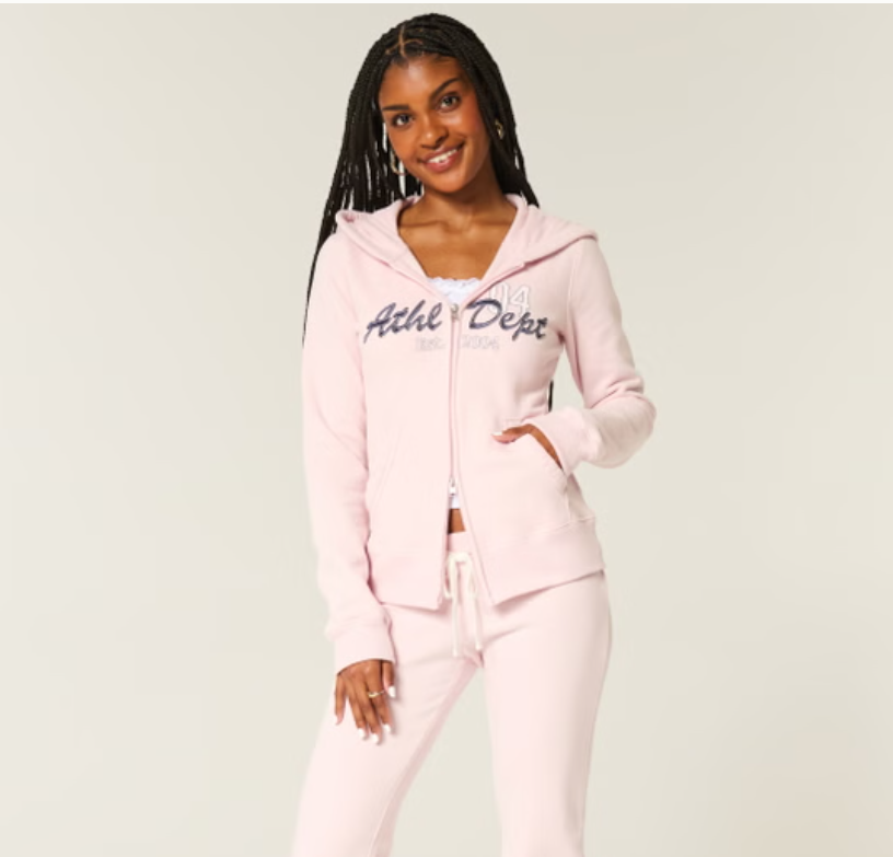 Hollister美式复古粉色连帽卫衣44折特惠